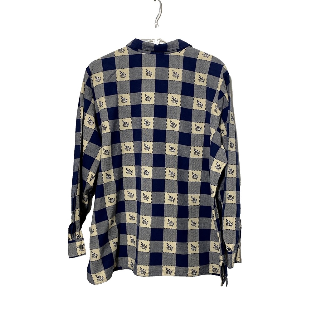 Blair Women's Button Up Top 2XL Fall Leaf Embroidery 100% Cotton Plaid Pattern - Picture 2 of 7